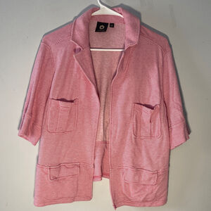 Amber Sun Pink and White Striped Jacket Women's Large